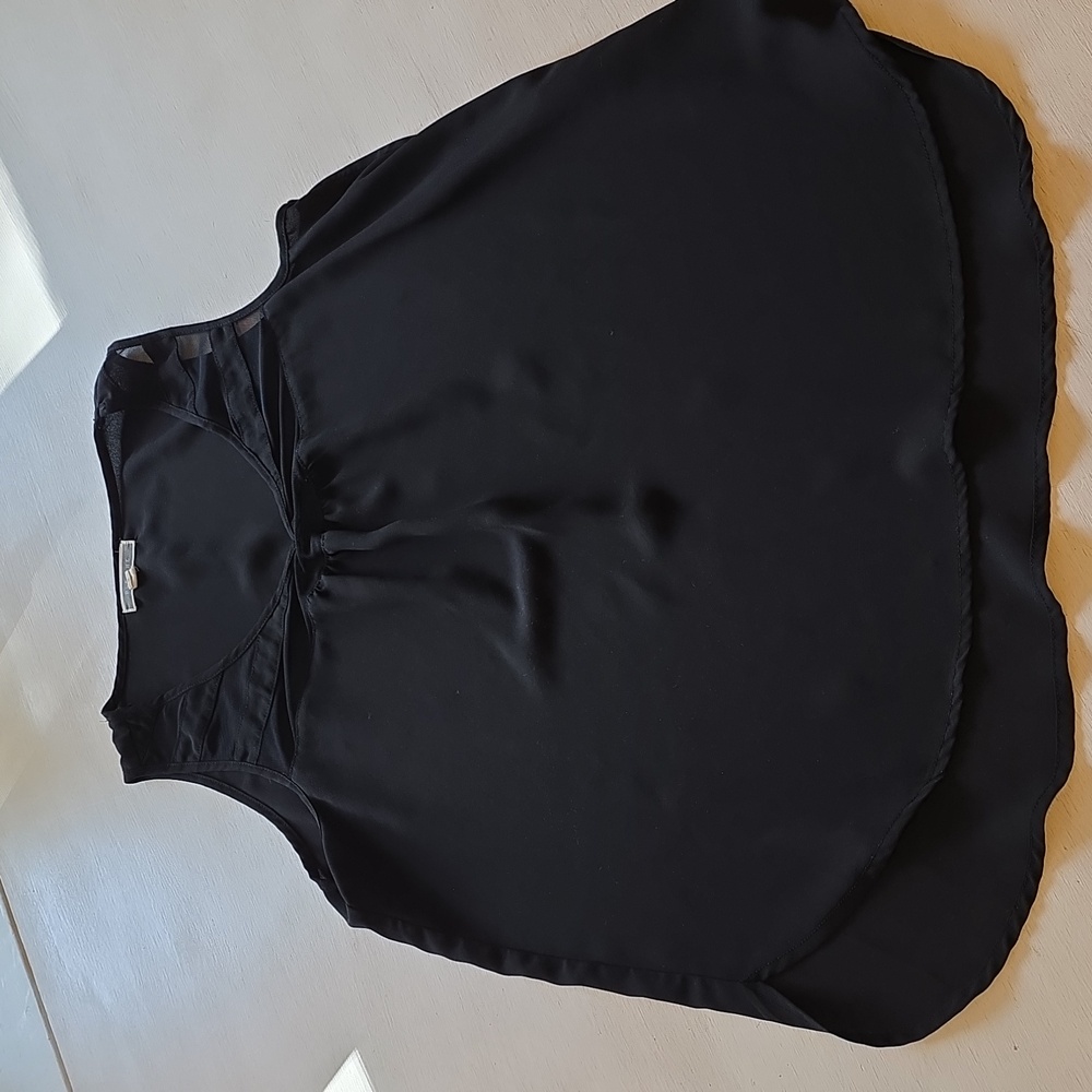 Black Sleeveless‎ Top with Mesh Detail